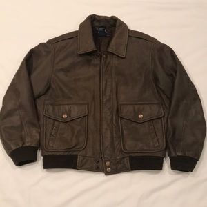 Little boys genuine leather bomber jacket.